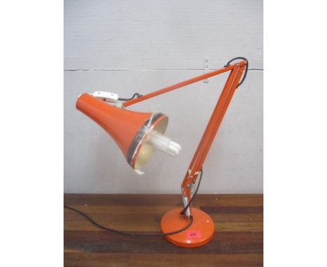 A Herbert Terry anglepoise 90 table lamp in an orange colour, needs rewiring Location: 