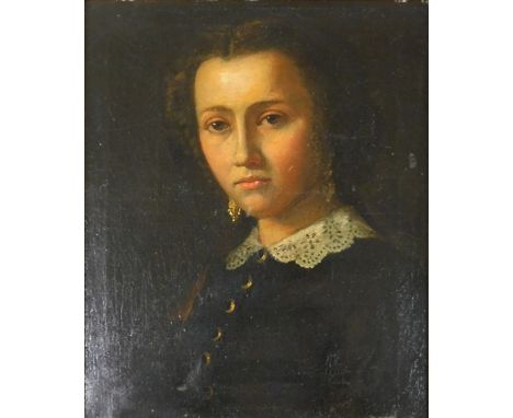 UNSIGNIERT (XIX?). Portrait einer jungen Frau.44 cm x 36 cm. Gemälde. Öl auf Leinwand.Objekt kann versendet werden.UNSIGNED (