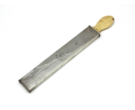 A rare antique Victorian Sterling Silver gentleman's razor strop by George John Richards, London 1841. The ivory handled leat