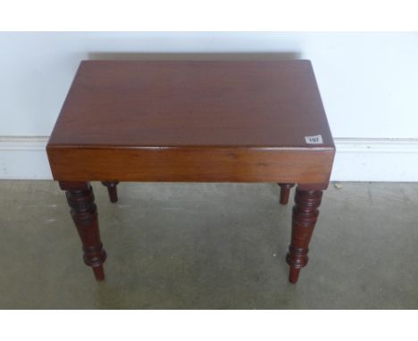 A Victorian mahogany bidet lamp table complete with cream bowl, all in good condition 