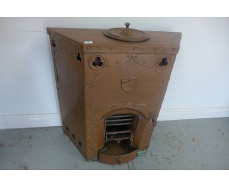A vintage copper Pitradsto stove, 77cm tall x 77cm x 32cm deep 