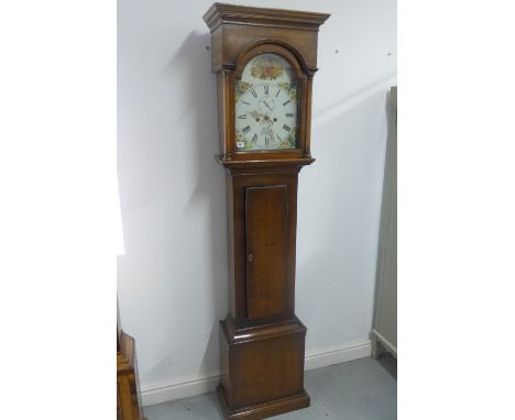 An oak 8 day striking longcase clock, with a painted 12 inch dial, signed Bell - 80 inches tall, running in saleroom 