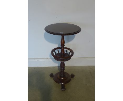 A William IV mahogany lamp/wine table with galleried basket below, fully restored 