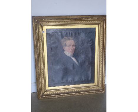 A 19th century oil on canvas portrait of a gentleman in a heavy gilt frame, 107cm x 93cm 