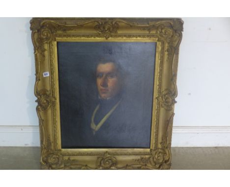 A 19th century oil on canvas portrait of a young gentleman in a gilt swept frame, 84cm x73cm 