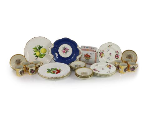 A set of eight German gold ground coffee cans and saucers,a Limoges box and cover, a set of four Hammersley plates, a set of 