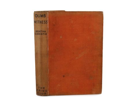 ° ° Christie, Agatha - Dumb Witness, 1st edition,8vo, cloth, (presentation inscription on front free endpaper ('Punkie / with