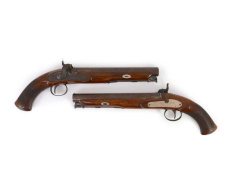 A good cased pair of percussion pistols, by E &amp; W Bond, London, with Arundel and Bramber Corps of Yeomanry Cavalry presen