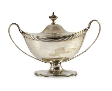 A late Victorian silver Adam style sauce tureen and cover by William Hutton &amp; Sons, (Edward Hutton),the base numbered 3 w