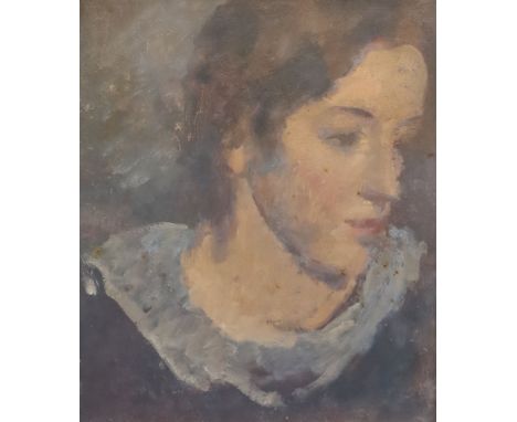 Henry Tonks (1862-1937) Portrait of Penelope Massingham, Aged 14oil on boardlabel verso30 x 24.5cmOil on board in rather dirt