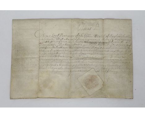 ° ° From the Dering Surrenden collection - A commission appointing Samuel Tavenour as governor of Deal Castle, 1654, bears th