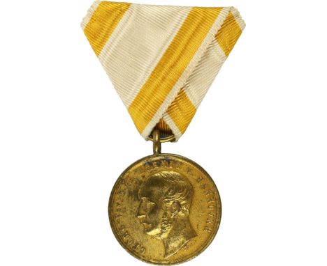 Langensalza - Medaille 27. Juni 1866. Medaille Bronze vergoldet, Randprägung "ERNST AUGUST KRONPRINZ VON HANNOVER", am Dreiec
