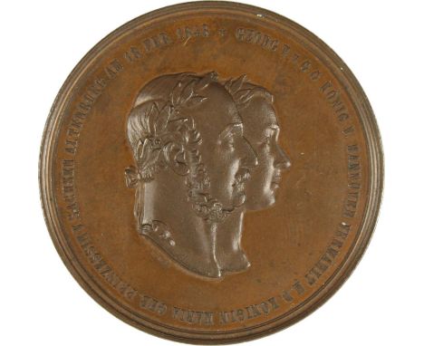 Denkmünze zur Erinnerung an die 25 jährige Vermählungsfeier König Georg V. mit Marie geborene Prinzessin von Sachsen Altenbur