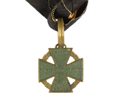 Armeekreuz "Kanonenkreuz" 1813/1814, Mannschaftsausführung, Bronze, am Originalband - Zustand II