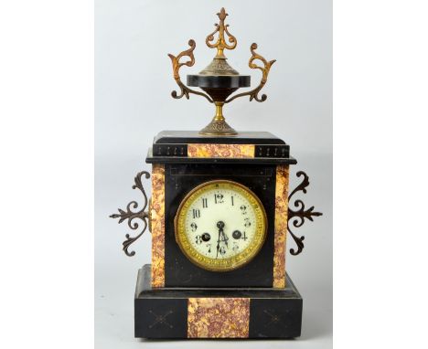 Three Early 20th Century polished slate mantel clocks PROVENANCE: Consigned from a local deceased estate, the property of a c