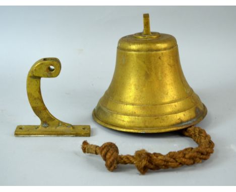 Early 20th century brass bell with bracket      