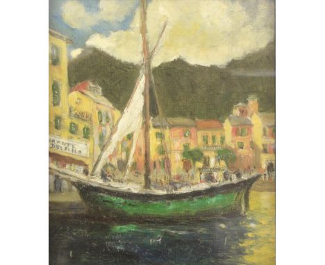 A. M. Reynolds,  Portofino Harbour oil on board, signed verso, 30cm x 24cm     