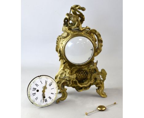 French ormolu mantel clock surmounted by father time, H Seguin, Paris No. 233 two train movement striking on a bell      