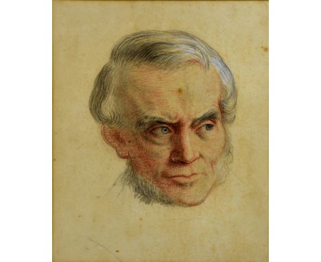 Charles West Cope, British 1811-1890 - self-portrait, pencil and coloured chalk heightened with white, 22.5cm x 20cm; portrai