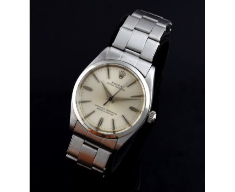 Rolex, Oyster Perpetual Automatic stainless steel watch, ref 1003, silver dial with silver batons & hands. Rolex crown, Rolex