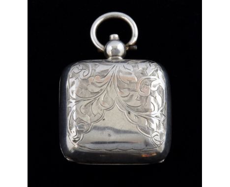 George VI silver sovereign case with engraved scrolling foliate decoration, by W H Haseler Ltd., Birmingham, 1938, 0.5oz, 17g