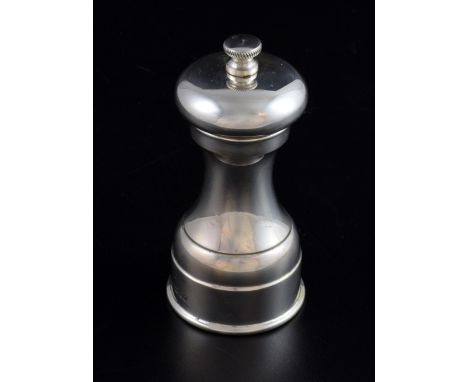 Modern silver pepper grinder by A Haviland-Nye, London, 1968, 10.5cm high, 