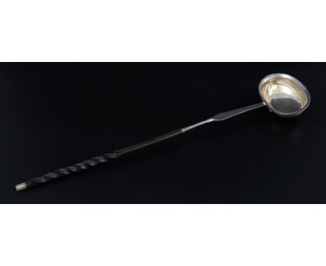 19th century, probably silver  punch ladle with whalebone handle, maker's mark ILIR, 