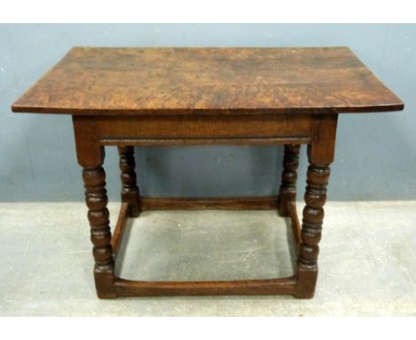 18th century oak table on bobbin turned legs 60cm x 80cm       