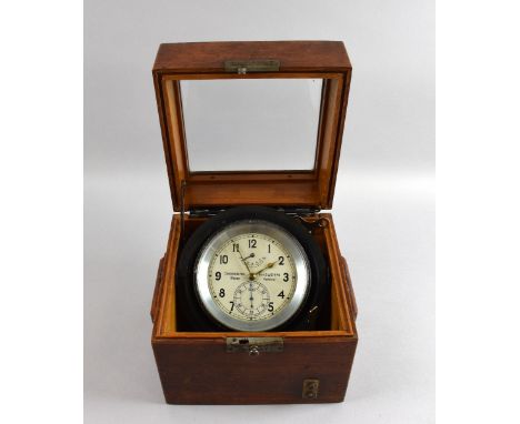 Early 20th century mahogany cased marine chronometer by D Wempe Hamburg, 16cm x 19cm       Ewbank's cannot guarantee the work