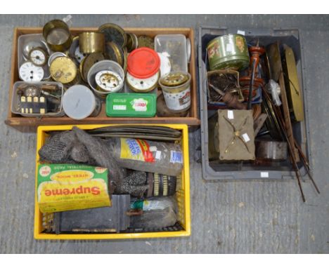 Collection of clock movements parts and tools PROVENANCE: Consigned from a local deceased estate, the property of a clock res