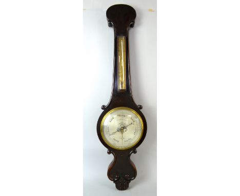 19th Century mahogany barometer in banjo case by Gardner & Co, Glasgow,       