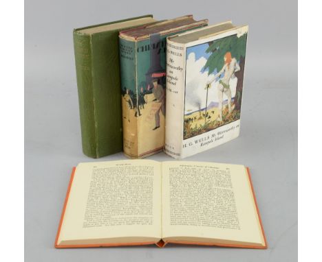 H G Wells, Four First Edition novels, Mr Blettsworthy on Rampole Island (with William Orpen designed dust jacket) Ernest Benn