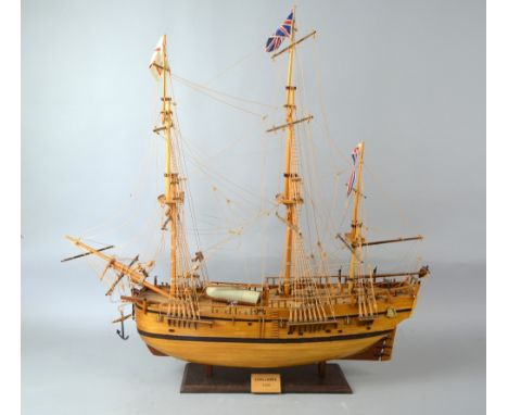 Scale model of H M S Endeavour, 73cm high      