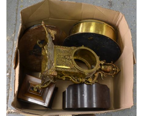 Brass case ship's clock, a metal cased ship's clock, a gilt metal clock case, a walnut mantel clock and a Bakelite mantel clo