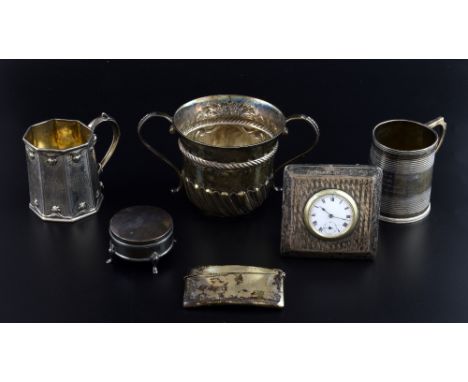Victorian silver christening mug with moulded and engraved decoration, by Charles & George Fox, London, 1849, another mug, tw