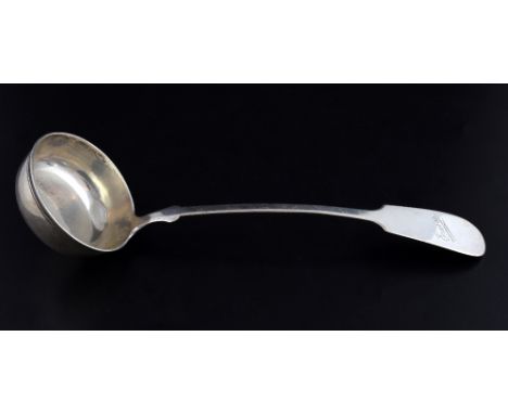 German silver fiddle pattern soup ladle, marked '13', '812' standard, 5oz, 155g, 
