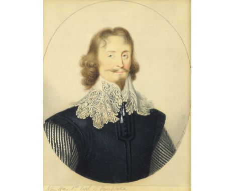 19th century portrait  of John Hay 1st Earl of Tweeddale  by G P Harding  signed, 15cm x 12cm      