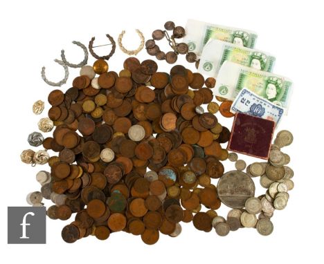 George V to Elizabeth II - Various half crowns, florins, shillings and sixpences, also copper and nickel coinage, a French co