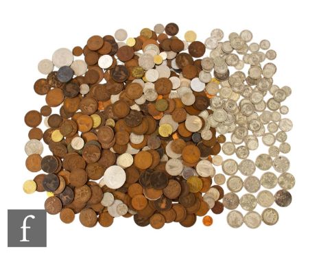 George V to Elizabeth II - Various florins, shillings, sixpences and a quantity of assorted English and foreign, nickel, copp