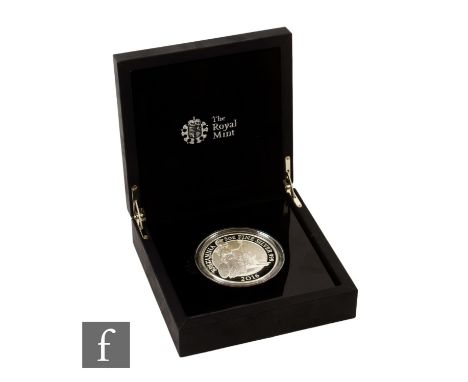 Elizabeth II - A Britannia 2016 five ounce silver proof ten pound coin, with certificates, boxed and with outer slip case. Co