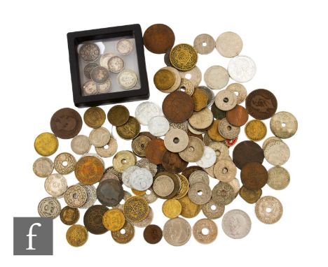 Victoria - An 1842 groat, various threepences, foreign silver and a small collection of French nickel, brass and copper coina