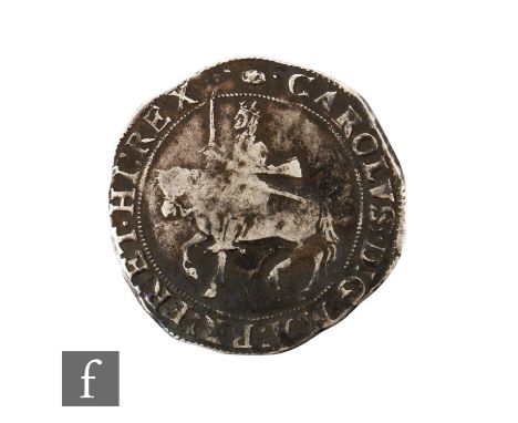 Charles 1st (1625-1649) - A half crown, trotting horse with sword raised, MM poss Worcester, 15.3g. Condition reports for all