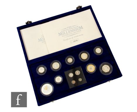 Elizabeth II - A Royal Mint The Millennium silver collection of thirteen coins with certificate, cased. Condition reports for