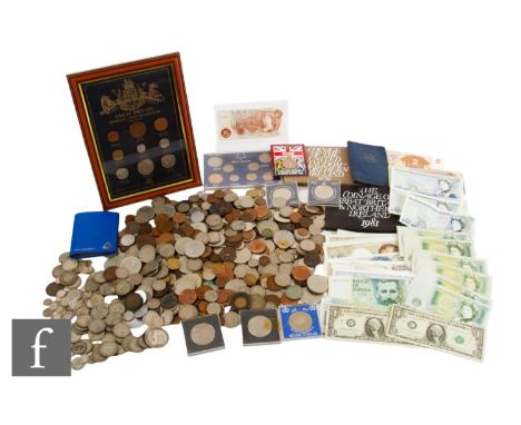 Victoria to Elizabeth II - An 1894 Victoria crown, florins, shillings, threepences, assorted nickel, copper and foreign coina