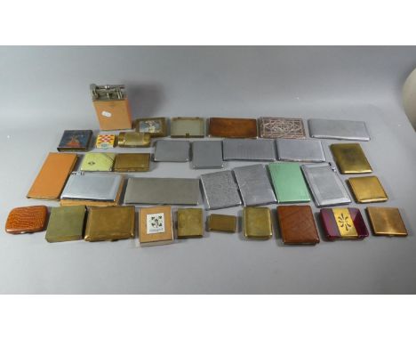 A Tray Containing Cigarette Cases, Large Table Lighter etc (we will not post lighters) etc 