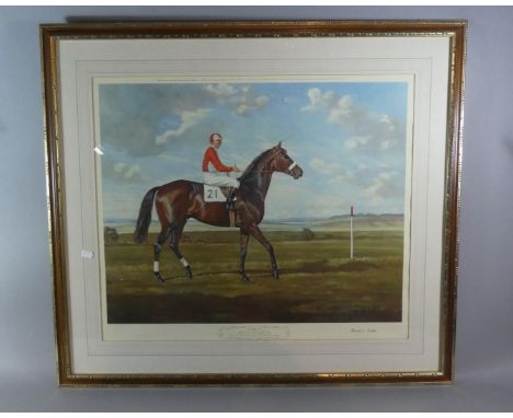 A Framed Madeline Selfe Jockey Print, 'Parthia' Winner of the Derby 1959, 85.5cm Wide 