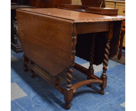 An Edwardian Oak Barley Twist Gate Legged Dining Table, 106cm Long 