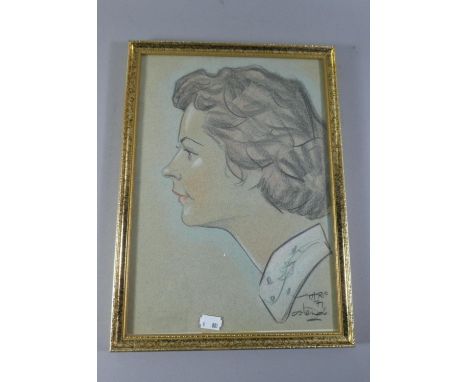 A Framed Chalk and Charcoal Portrait of a Lady, 37.5cm High 