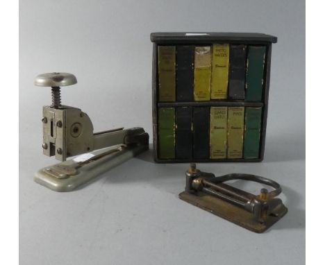 A Collection of Vintage Desk Top Items to Include Novelty Gummed Label, Rubber Band, Paper Clip Store etc in the Form of a Bo
