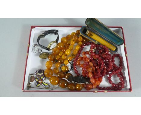 A Collection of Costume Jewellery to Include Carnelian, Agate, Micro Mosaic and Enamel Items 